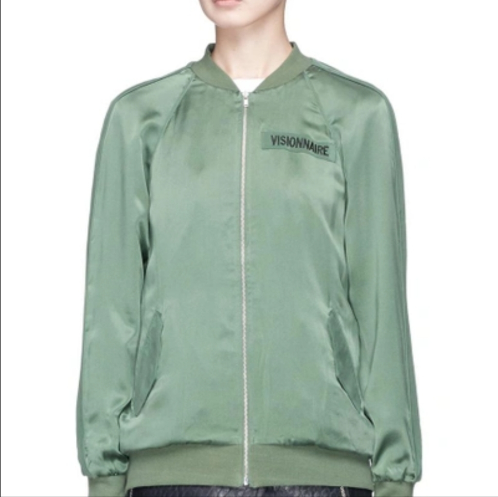 Equipment Kendrix Slogan Silk Satin Bomber Jacket